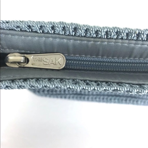 The Sak Crochet Shoulder Purse Handbag Zip Blue - Picture 7 of 8